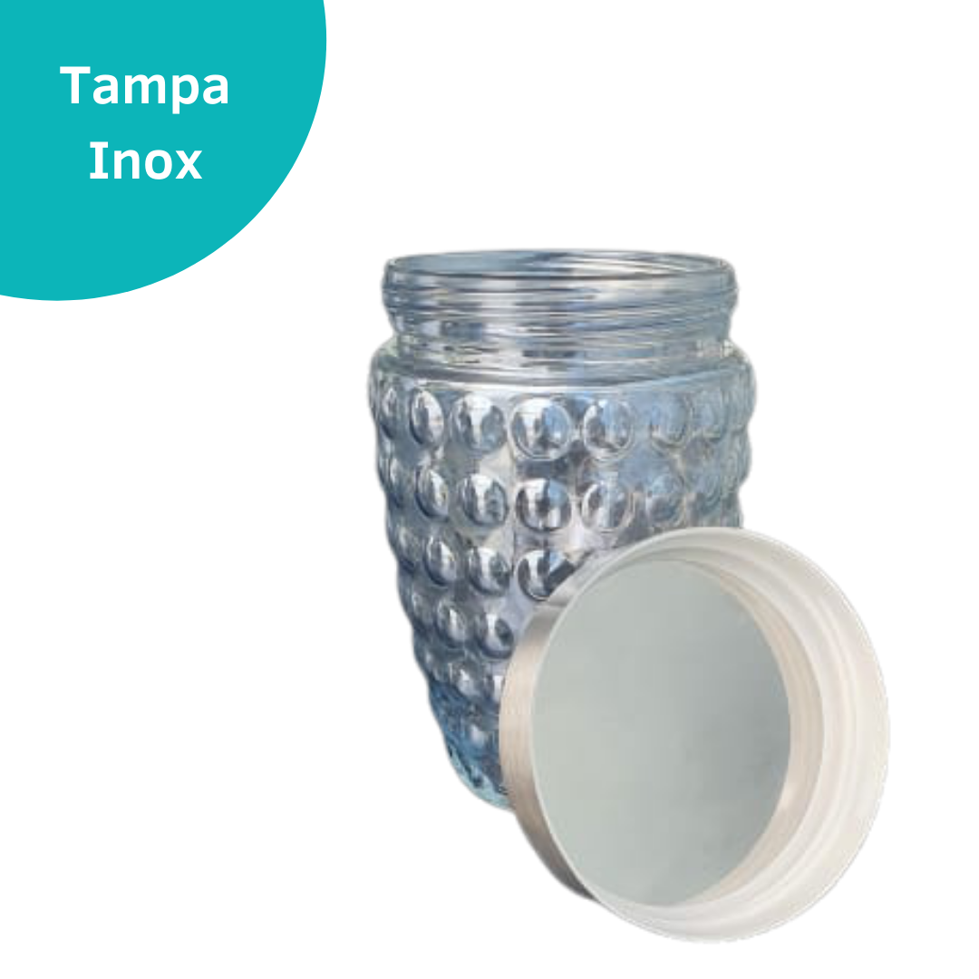 Pote De Vidro Luxo Mantimentos Tampa Inox Hermética 1100ml