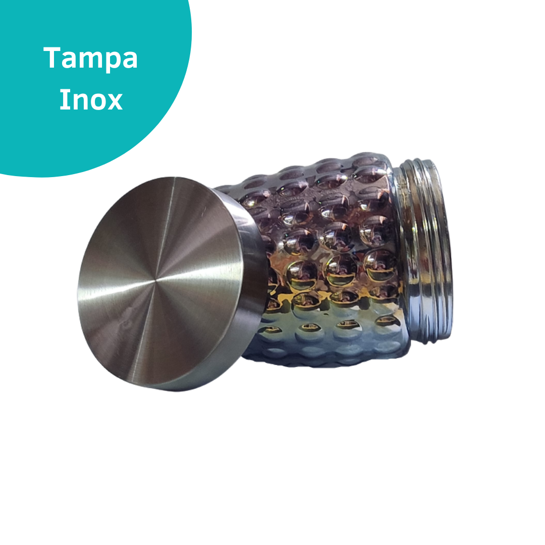 Pote De Vidro Luxo Mantimentos Tampa Inox Hermética 1100ml