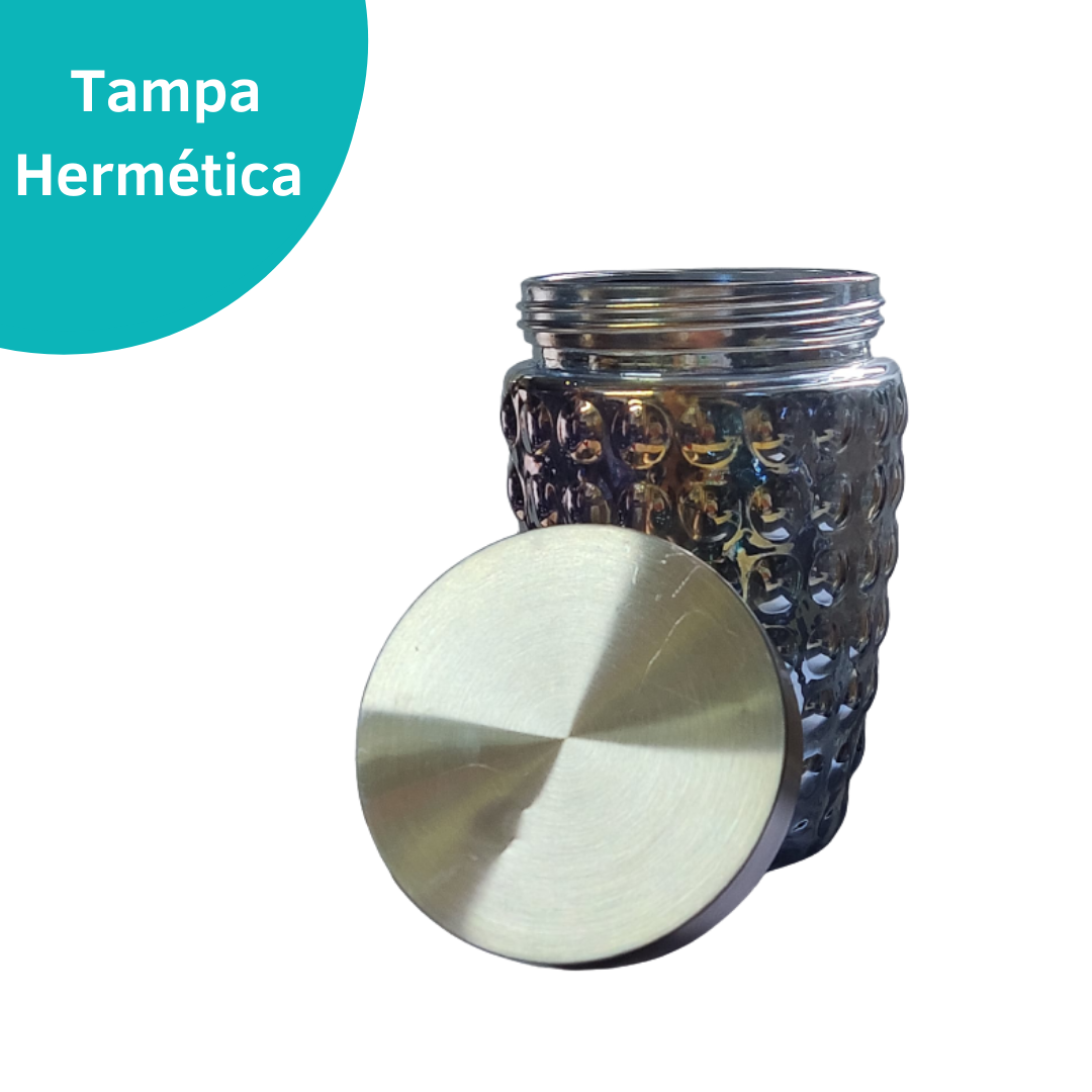 Pote De Vidro Luxo Mantimentos Tampa Inox Hermética 1100ml