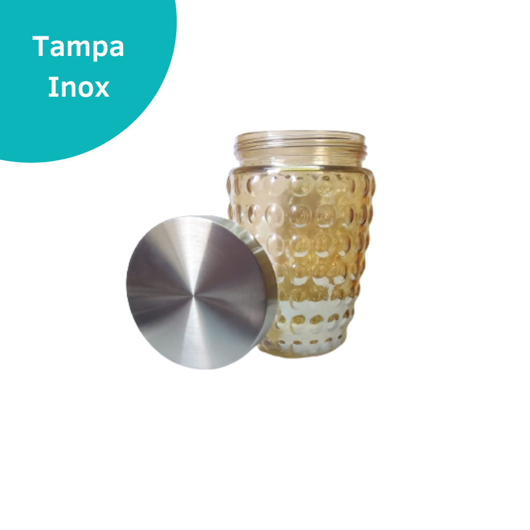 Pote De Vidro Luxo Mantimentos Tampa Inox Hermética 1100ml