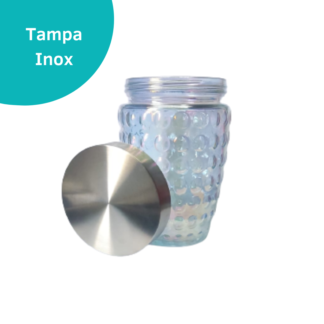 Pote De Vidro Luxo Mantimentos Tampa Inox Hermética 1100ml