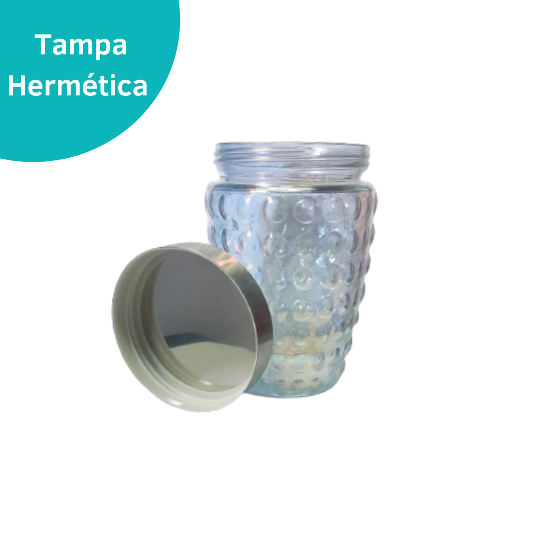 Pote De Vidro Luxo Mantimentos Tampa Inox Hermética 1100ml