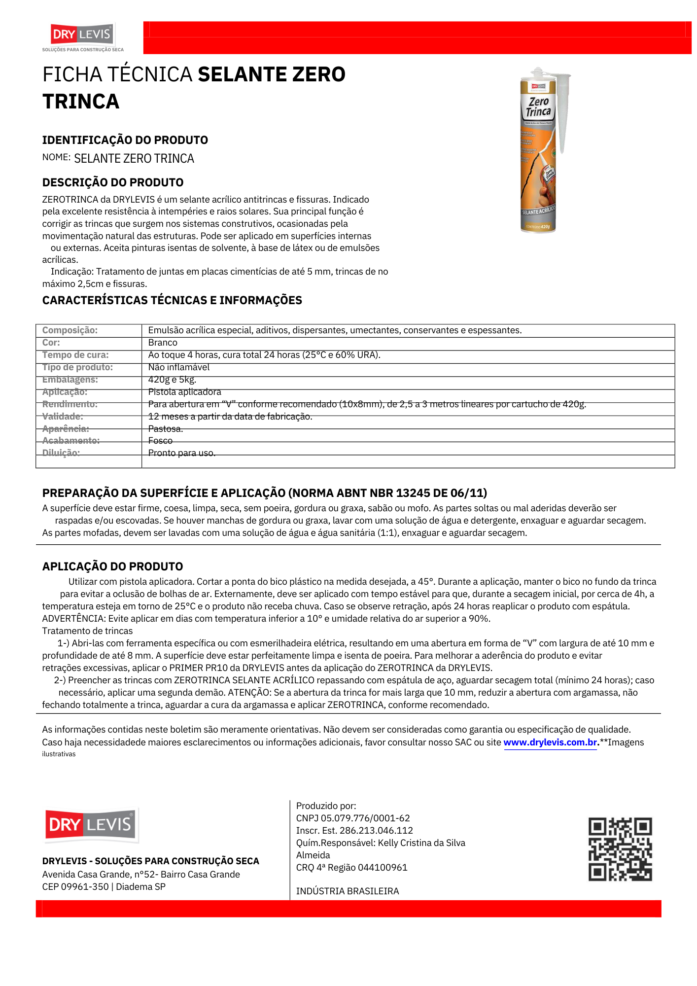 Selante Zero Trinca Dry Levis 420g