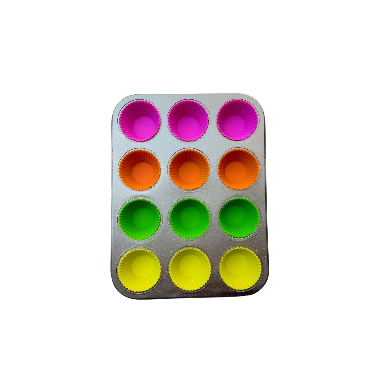 Assadeira+forma Silicone Antiaderente Cupcakes 12 Cavidades