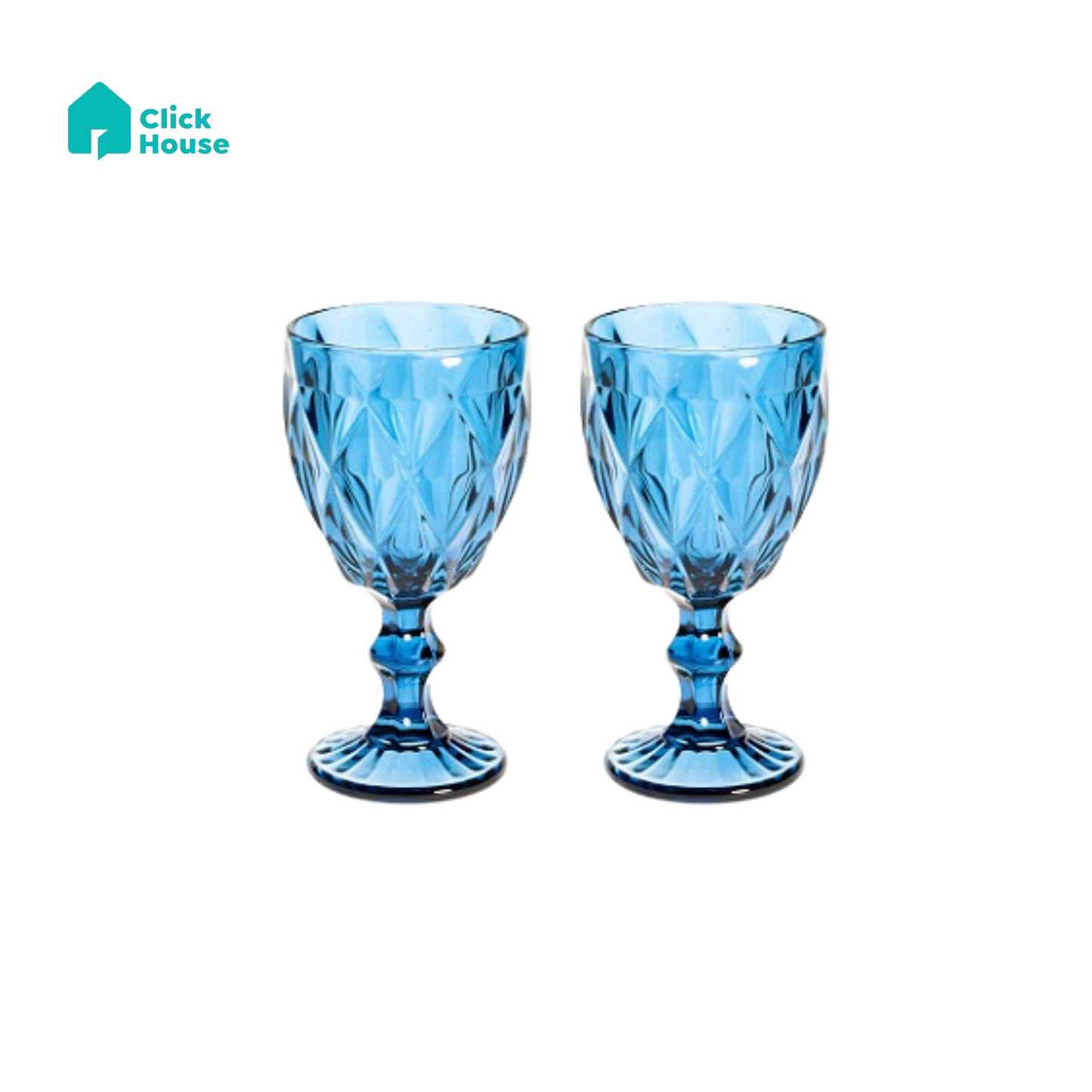 Taças Diamond Azul Vidro Suco Vinho Água 240 Ml 1 Unidade