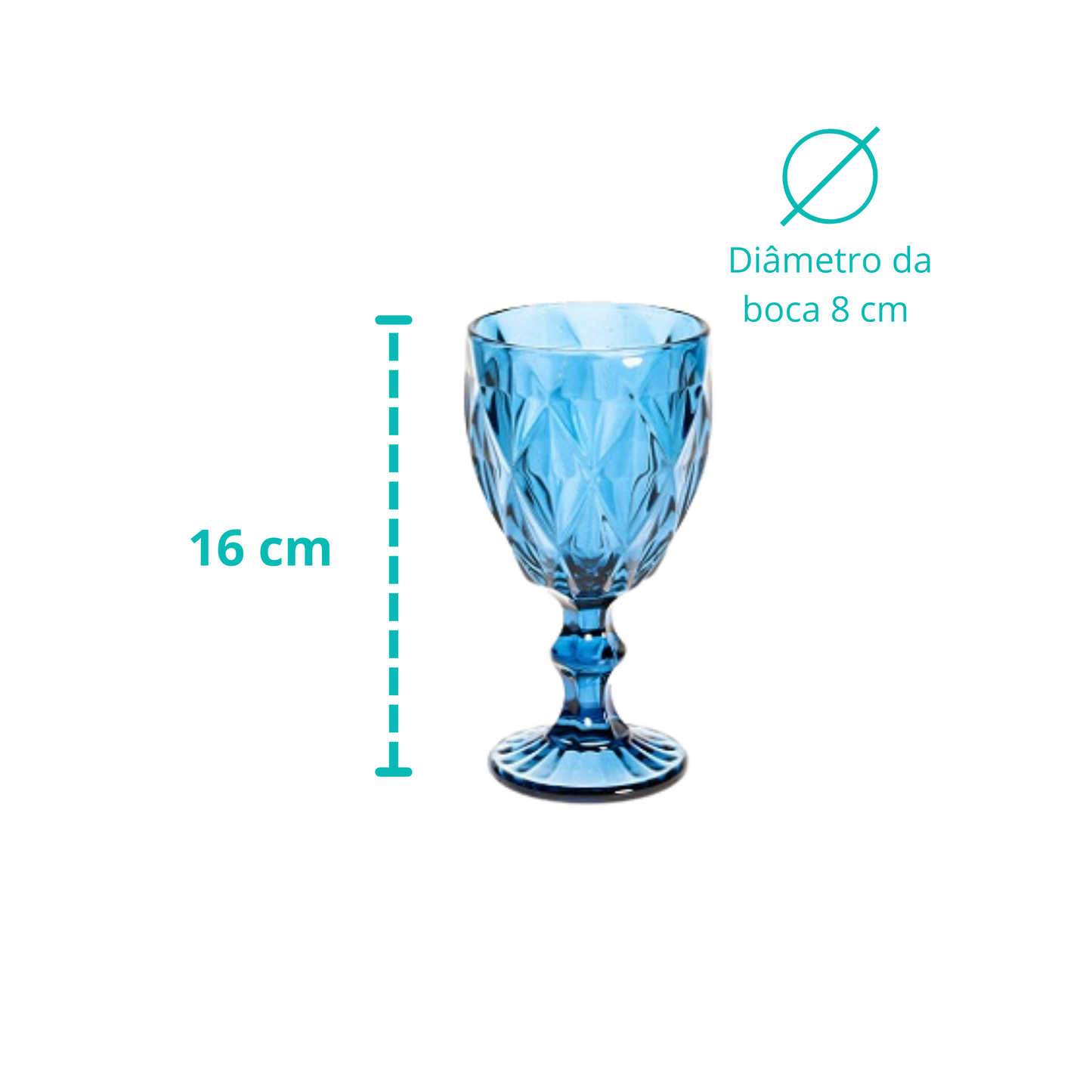 Taças Diamond Azul Vidro Suco Vinho Água 240 Ml 1 Unidade
