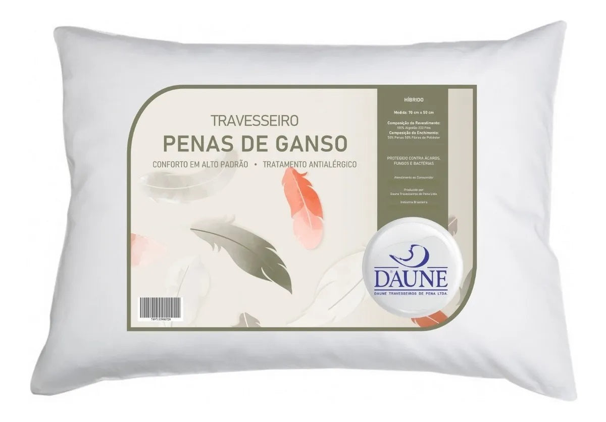 Travesseiro 50% Penas De Ganso 50% Fibras De Silicone Daune