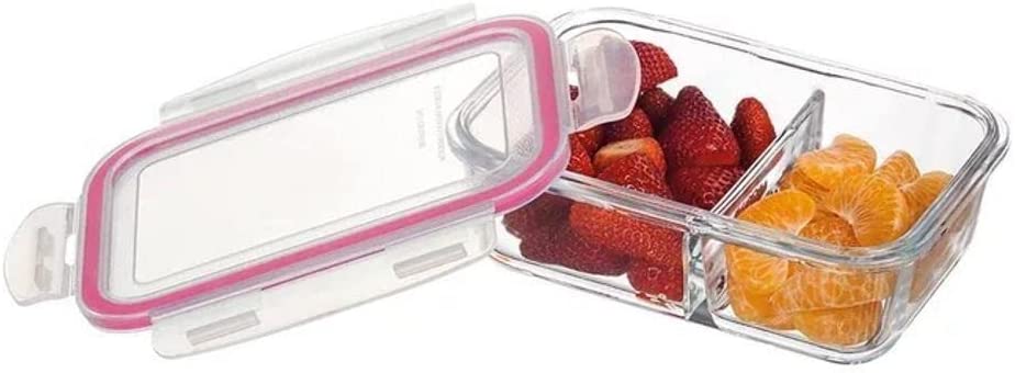 Pote Vidro Hermético 2 Divisórias Tampa Lock Marmita 1000ml