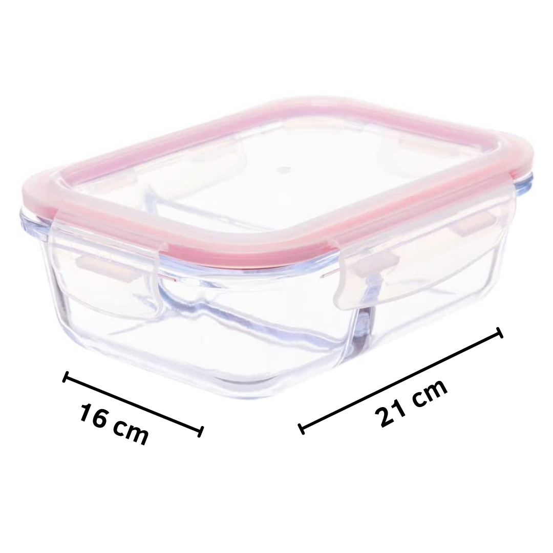 Pote Vidro Hermético 2 Divisórias Tampa Lock Marmita 1000ml