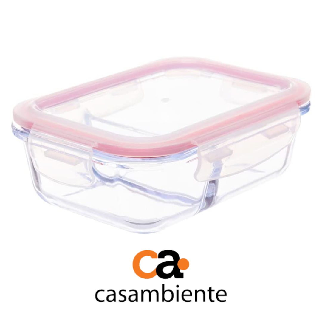 Pote Vidro Hermético 2 Divisórias Tampa Lock Marmita 1000ml