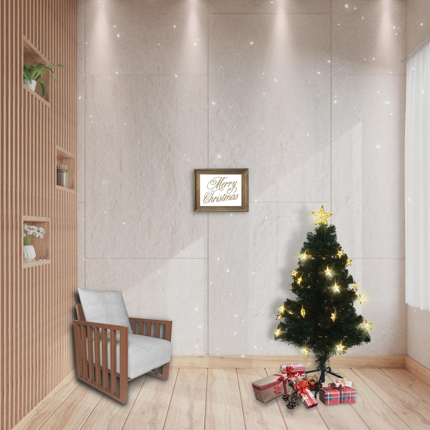 Árvore Natal Fibra Ótica Decorada Luz Quente 8 Funções 120cm