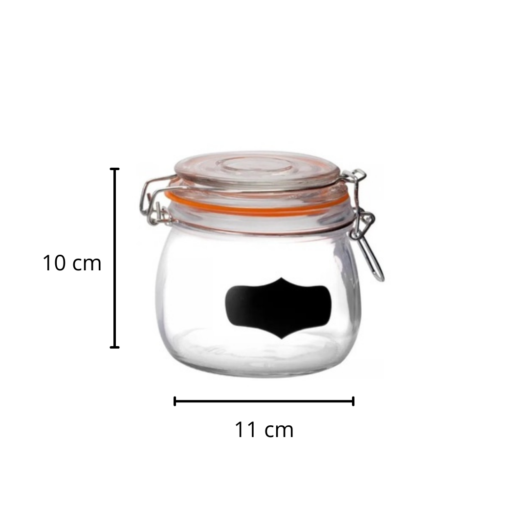 Pote Vidro Porta Mantimento Quadro Negro Hermético 500ml