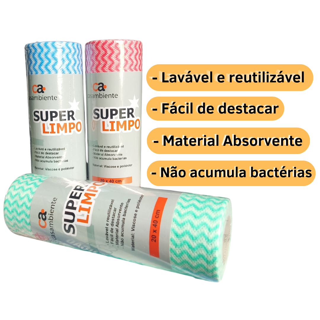 Rolo De Pano Tipo Perfex Multiuso Limpeza 40cmx20cm 25 Unid