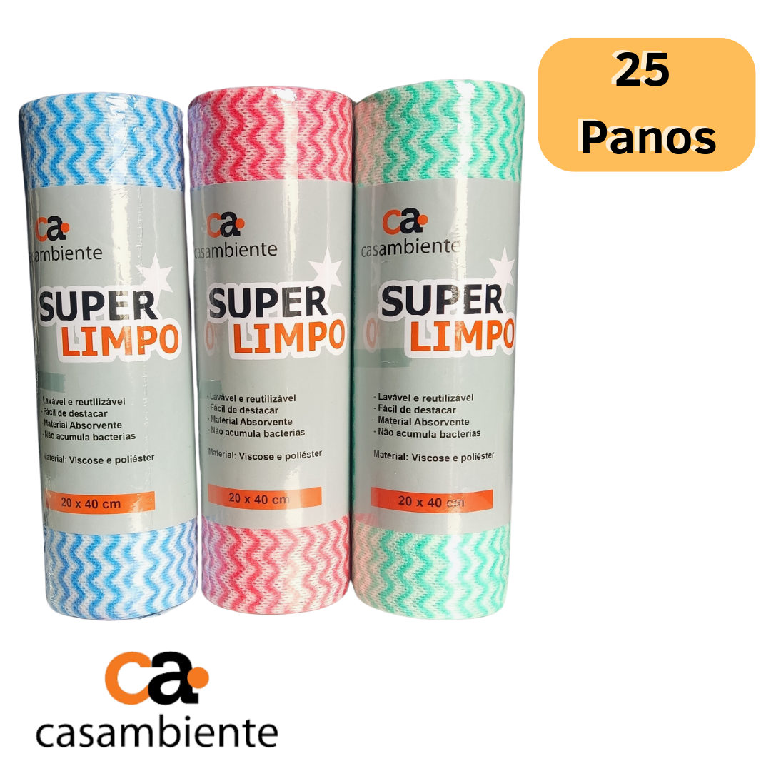 Rolo De Pano Tipo Perfex Multiuso Limpeza 40cmx20cm 25 Unid