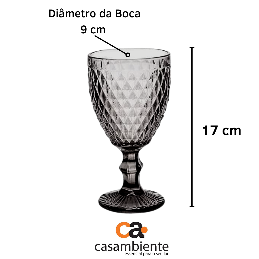 Taça Vidro Água Suco Bico Abacaxi Furta Cor Fume 300ml 1 Uni