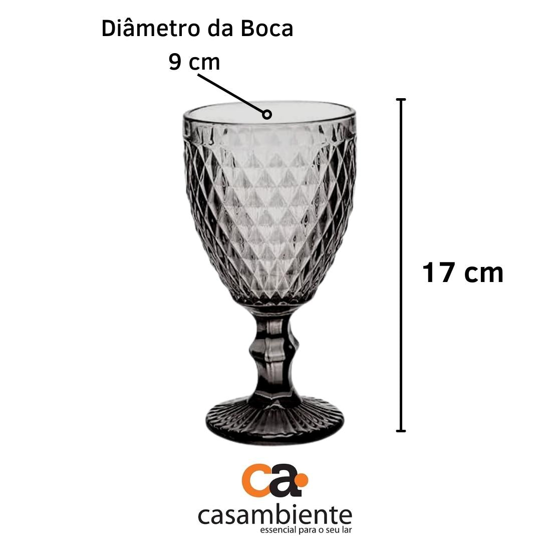 Taça Vidro Água Suco Bico Abacaxi Furta Cor Fume 300ml 6 Uni