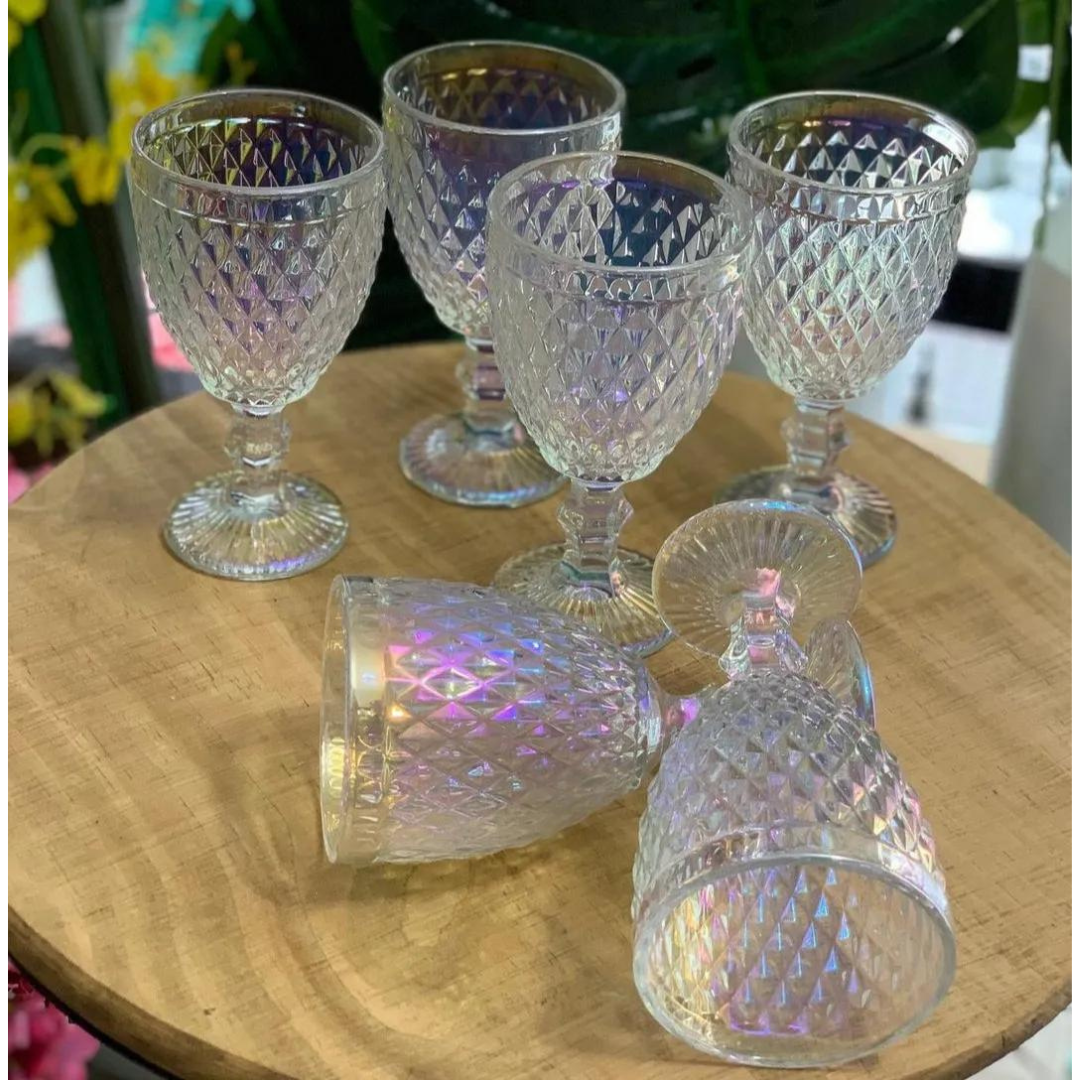 Taça Vidro Água Suco Bico Abacaxi Furta Cor 300ml 6 Uni