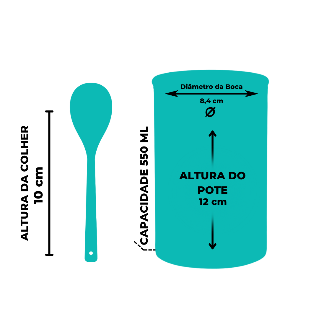 Pote De Vidro Redondo Tampa Bambu Hermético Com Colher 550ml