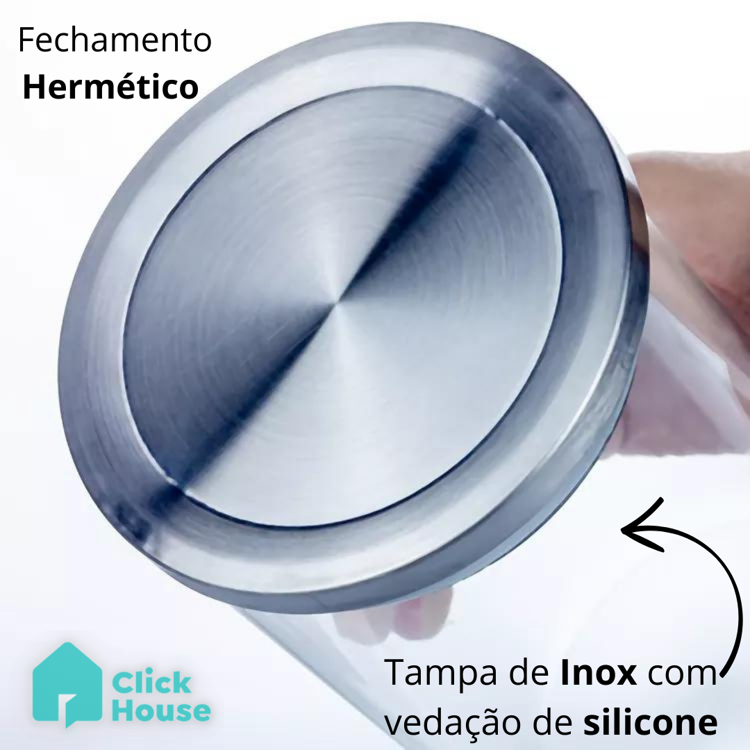 Pote De Vidro Herméticos Tampa Inox 950ml Cor Transparente