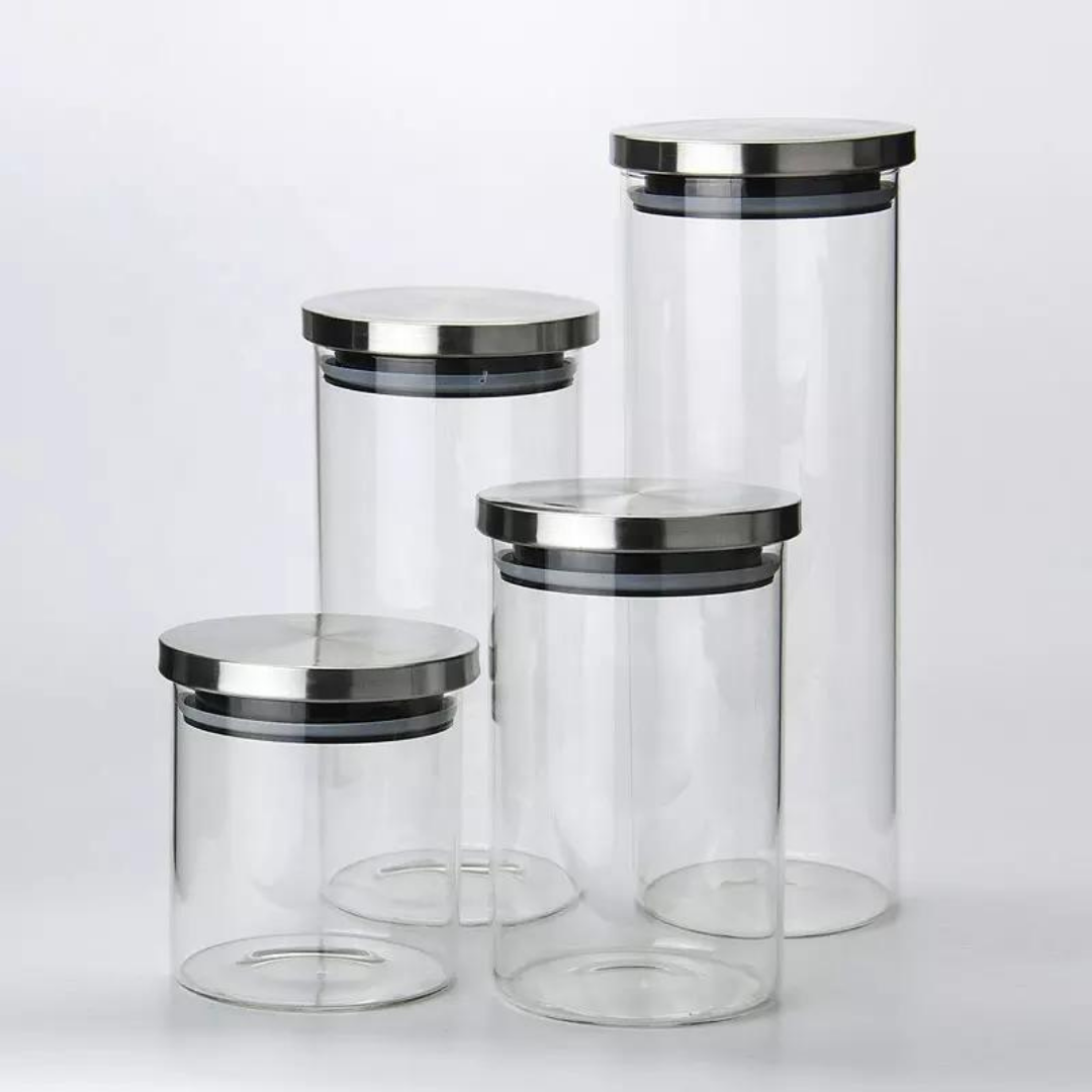 Pote De Vidro Herméticos Tampa Inox 950ml Cor Transparente