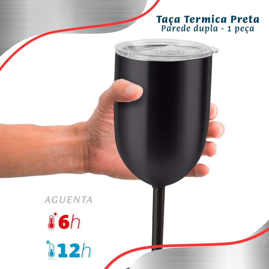 Taça Copo Térmico De Gin Vinho Chá Café 480ml Parede Dupla