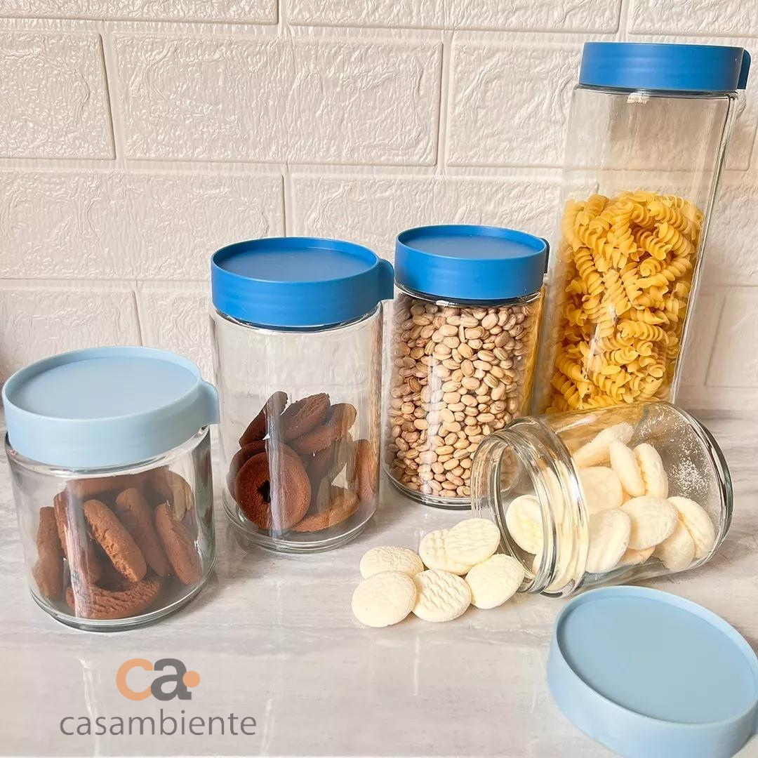 Pote De Vidro Tampa Hermética Mantimentos Empilhável 1100ml
