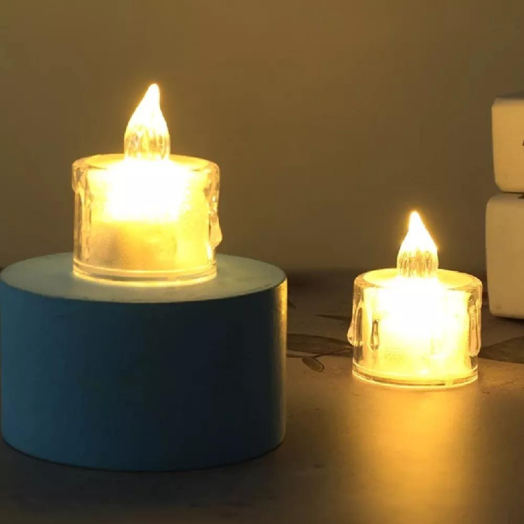 Vela Plástica Transparente Com Led Pequena - Silver Plástic - HA396