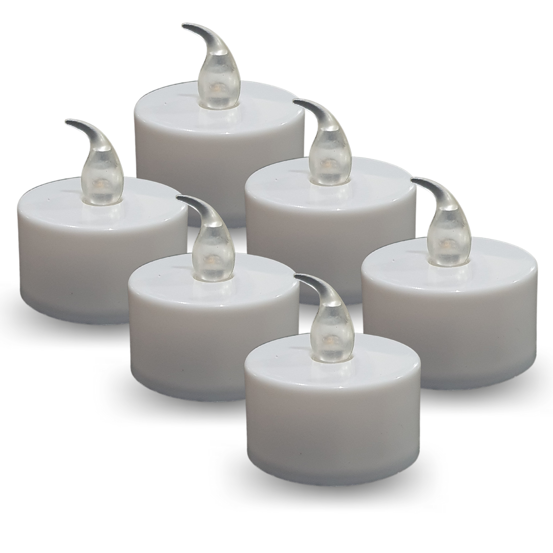 Vela Eletrônica Decorativa Com Led Branca Artificial 6 Uni