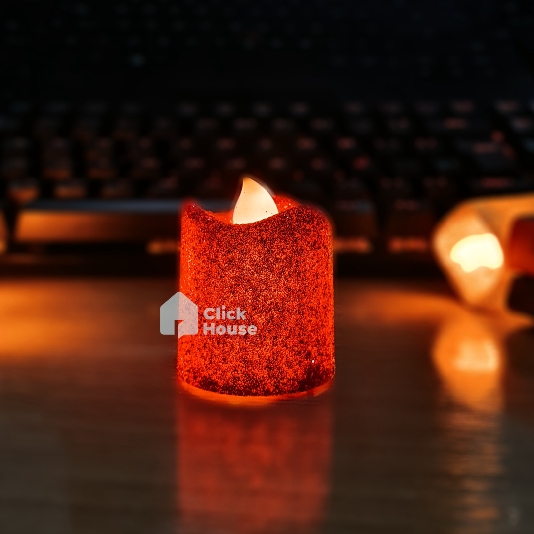 Vela Eletrônica Decorativa Bateria Gliter Silver Festas 6 Un