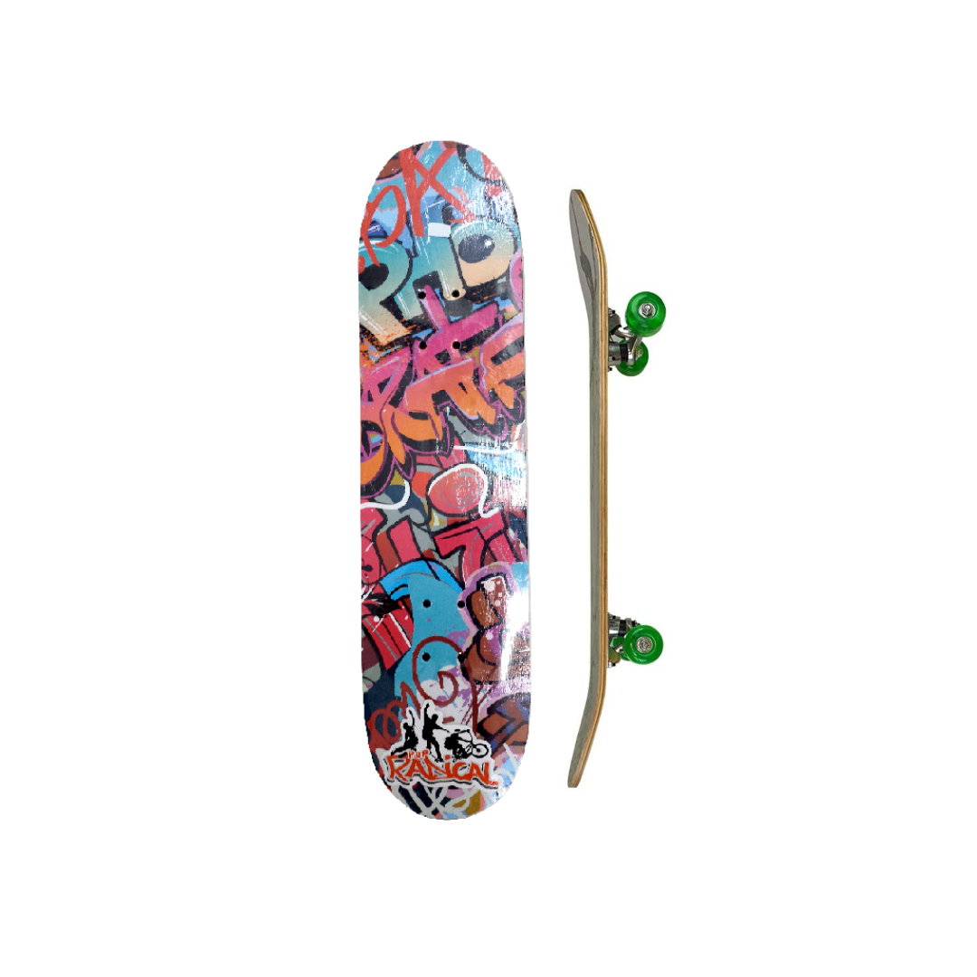 Skate Madeira Montado Brinquedo Radical Infantil Médio 60cm