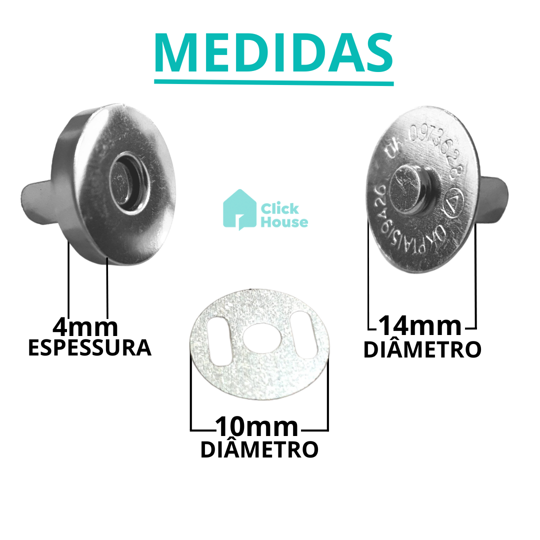 Botão Imã Magnético Imantado 18mm Prata Dourado Ônix 10 Uni
