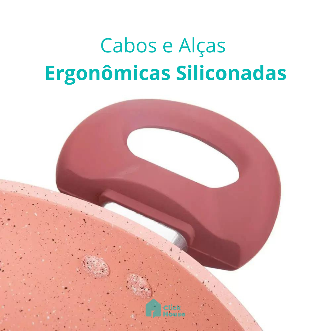 Panela Caçarola Tampa Antiaderente Cerâmica Não Gruda 22cm