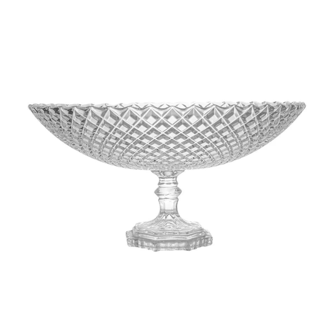 Centro De Mesa Decorativo Fruteira Vidro Transparente Com Pé