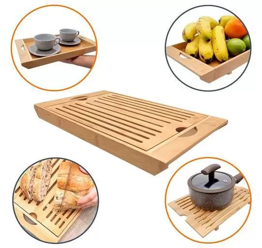 Migalheira Bandeja Tábua Corte Bambu Pães Bolos Dolce Home