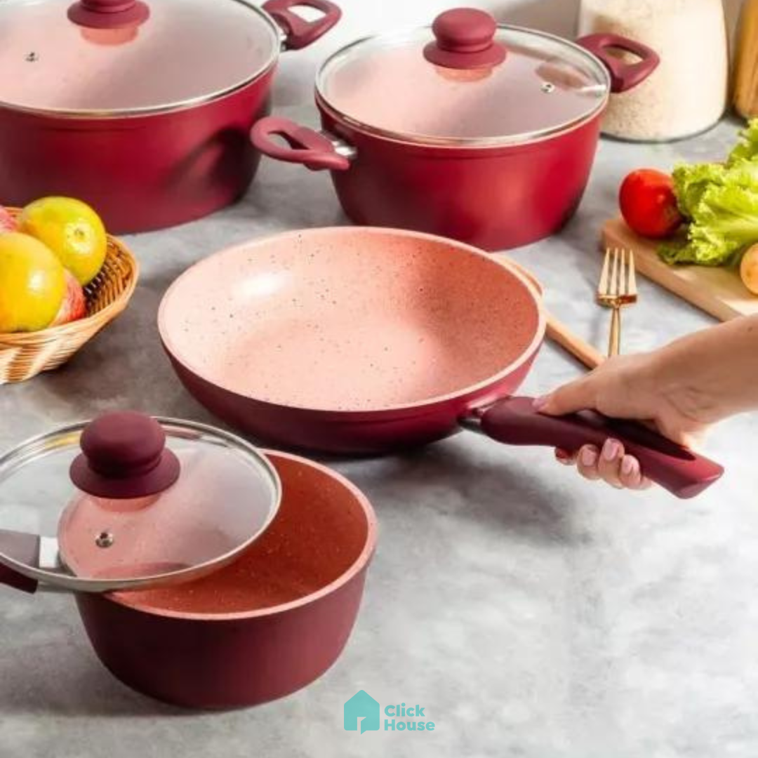 Panela Caçarola Tampa Antiaderente Cerâmica Não Gruda 22cm
