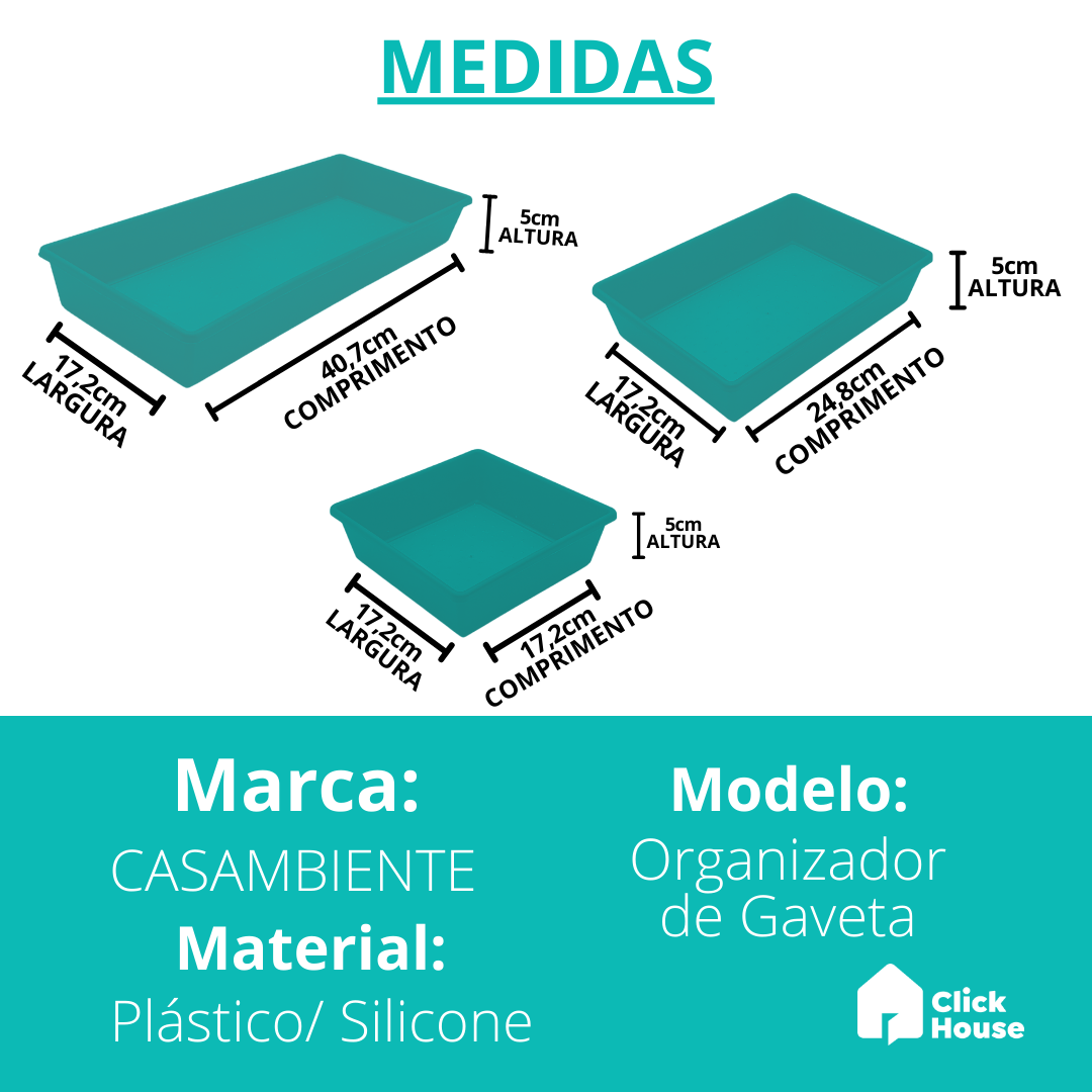 Organizador Talheres Gavetas Cozinha Quadrado Modular