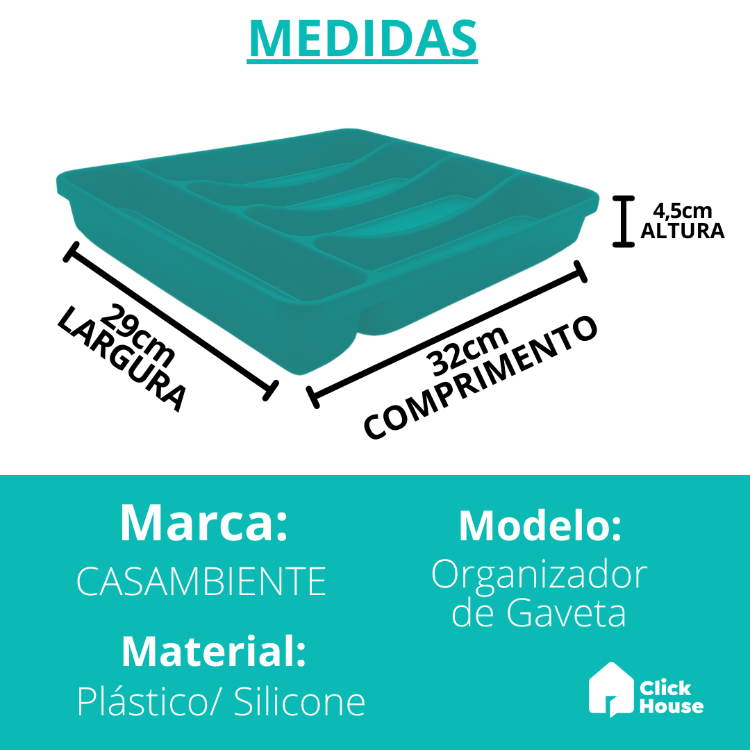 Porta Talheres Organizador Separador Resistente 5 Divisórias
