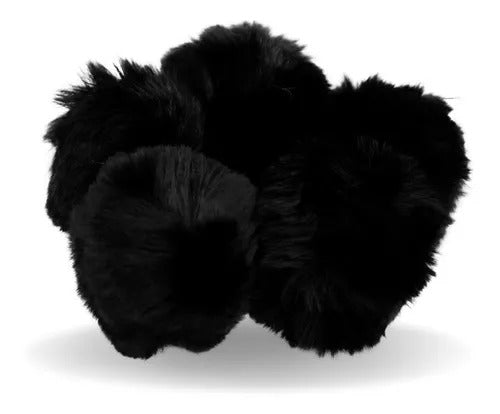 5 Pompons Pelúcia Elástico 100mm Branco Rosa Azul Bebê Preto
