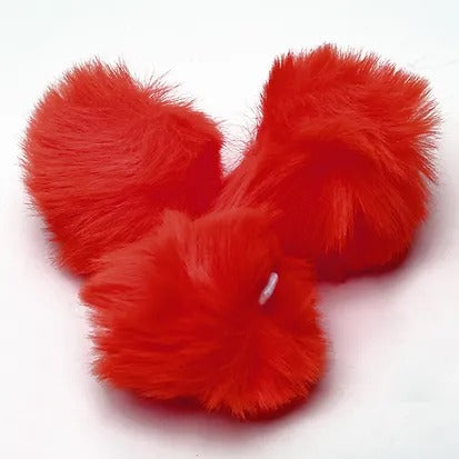5 Pompons Pelúcia Elástico 70mm Branco Vermelho Preto Nybc