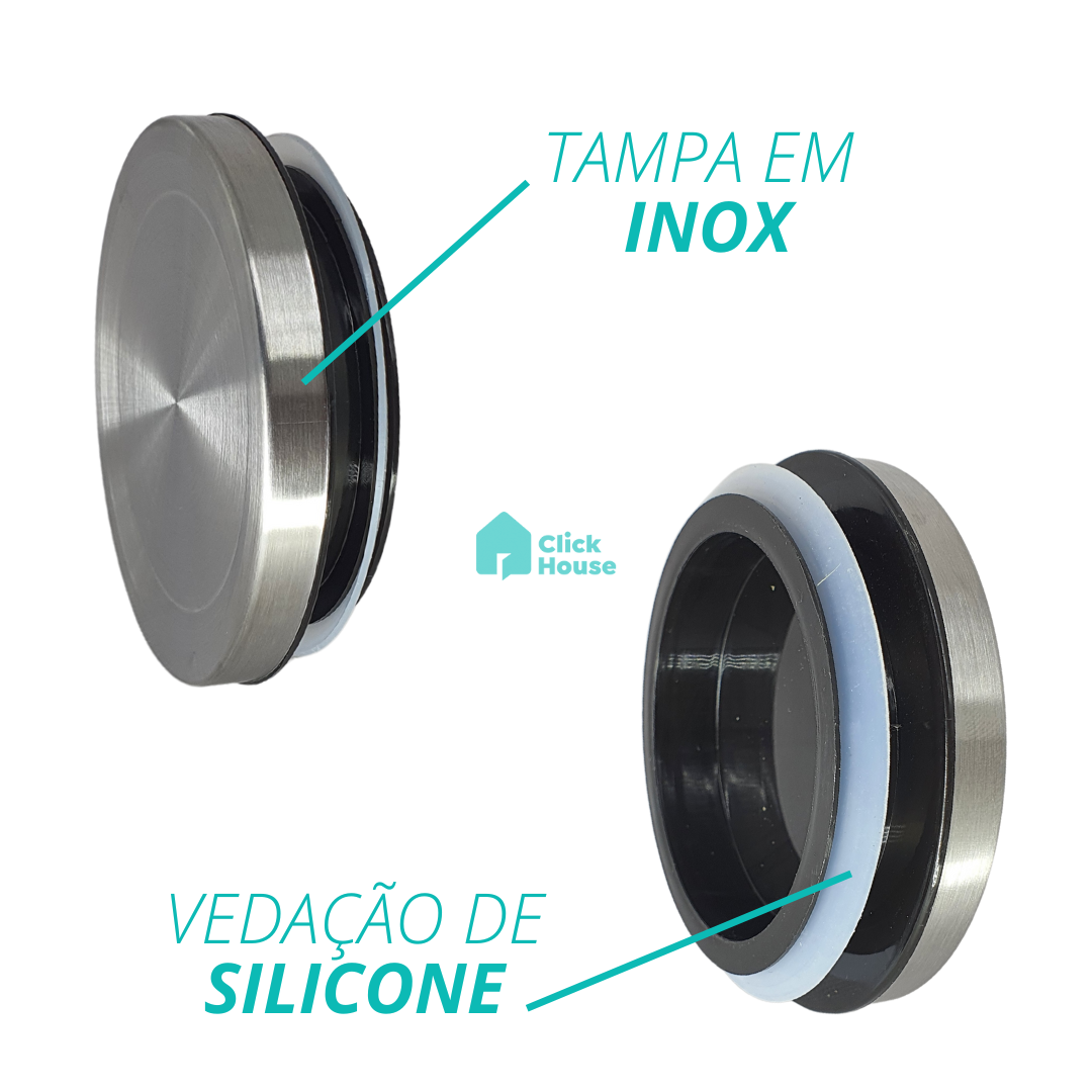 Pote Vidro Porta Mantimentos Condimento Tampa Inox Hermético