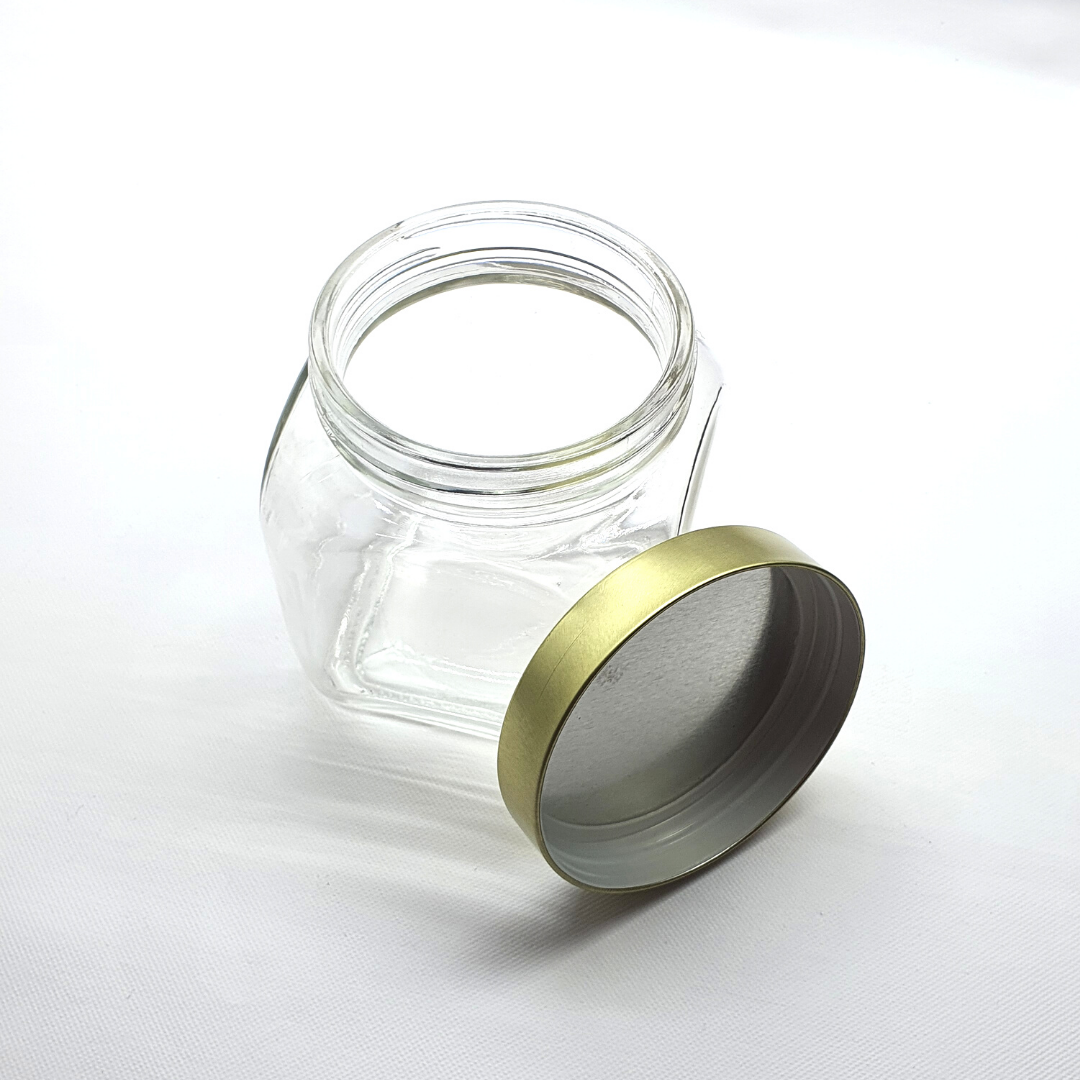 Pote Vidro Mantimento Tampa Inox Hermética Dourada 700ml
