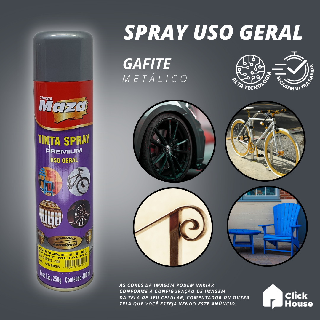 Tinta Spray Metálico 400ml Cores Multiuso Automotivo Maza