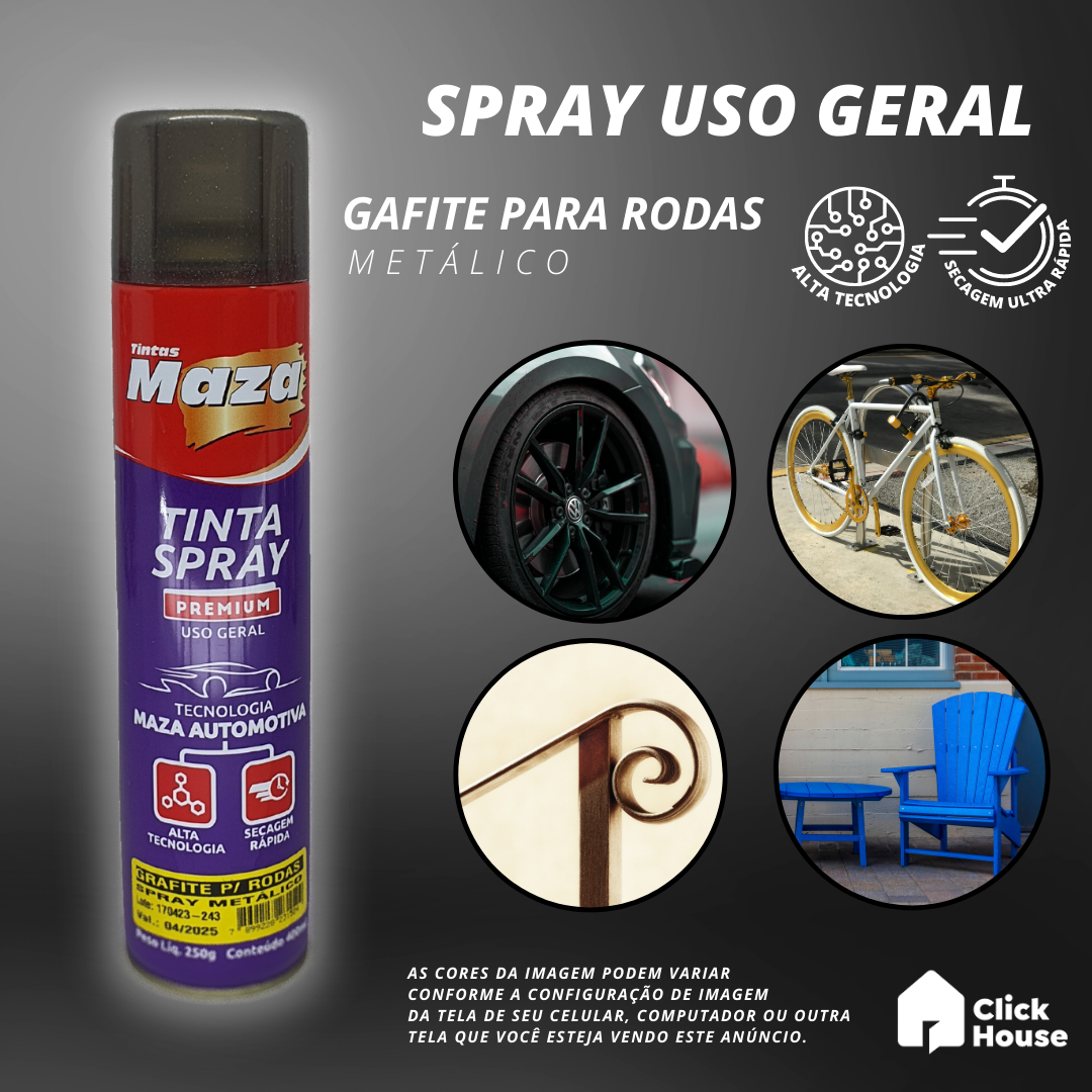 Tinta Spray Metálico De Rodas 400ml Multiuso Automotivo Maza