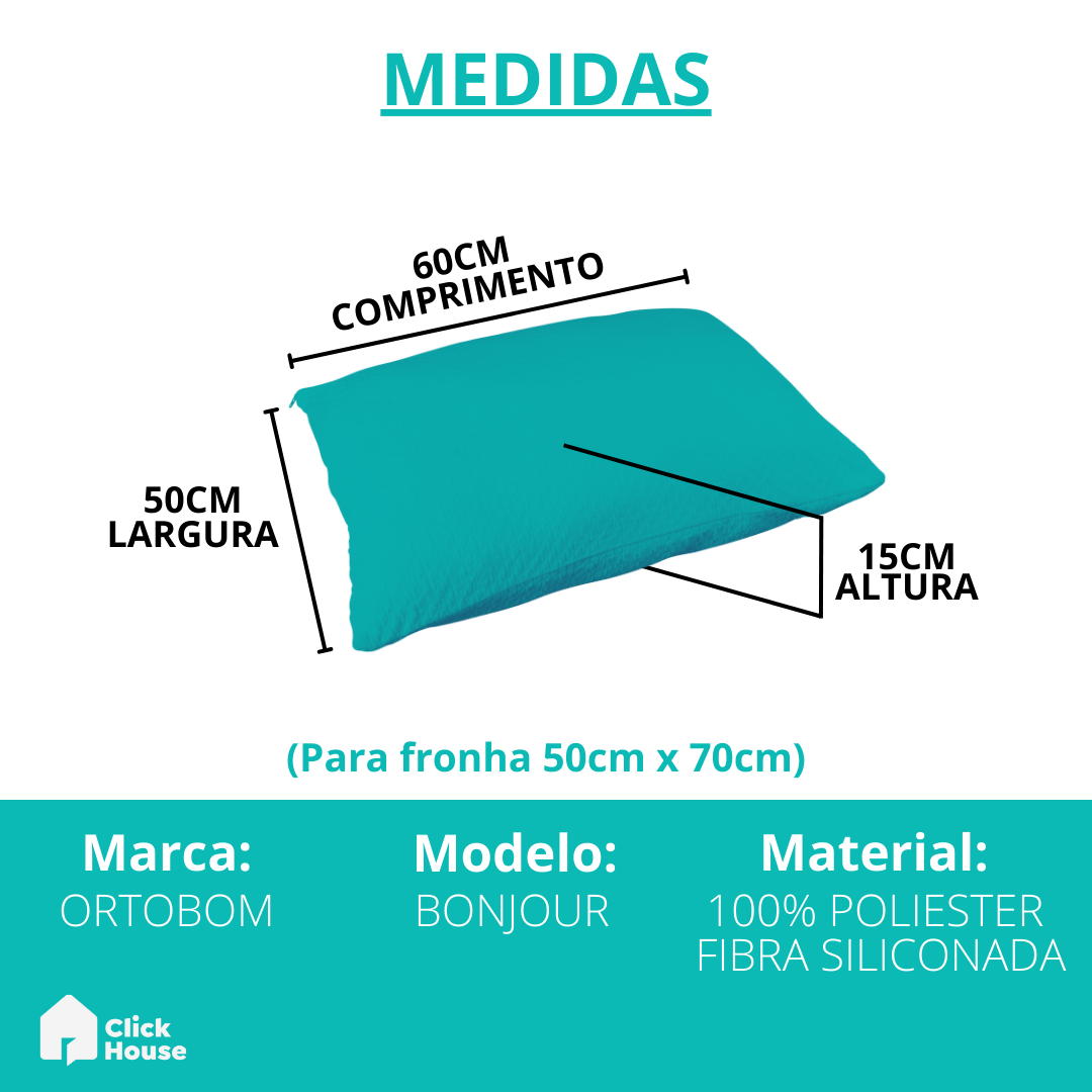 Travesseiro Macio Bonjour Fibra Siliconada 50x70 Ortobom