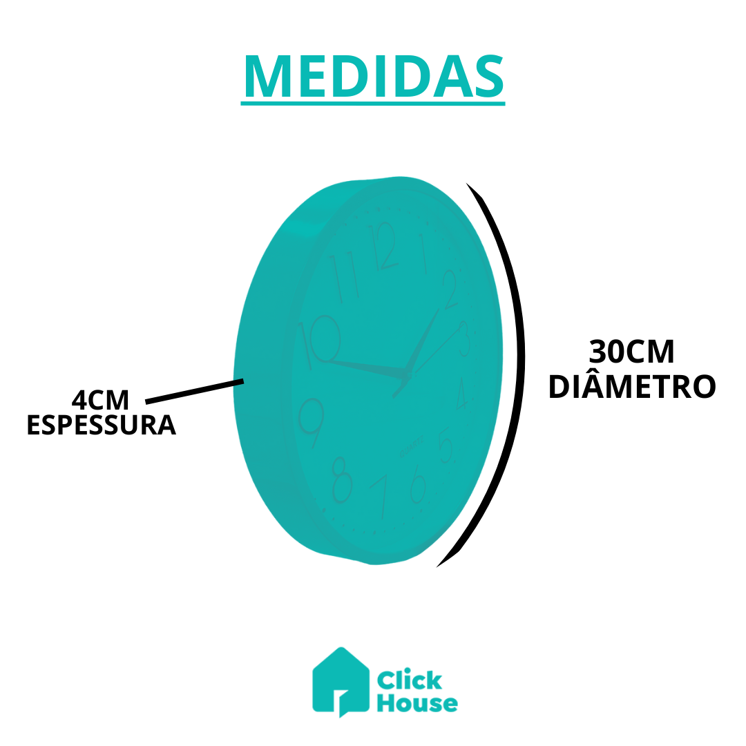 Relógio Parede Decorativo Cozinha Sala Analógico Quartz 30cm