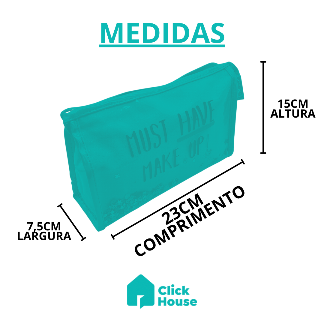 Necessaire Glitter Maquiagem Viagem Trabalho Mala Feminino