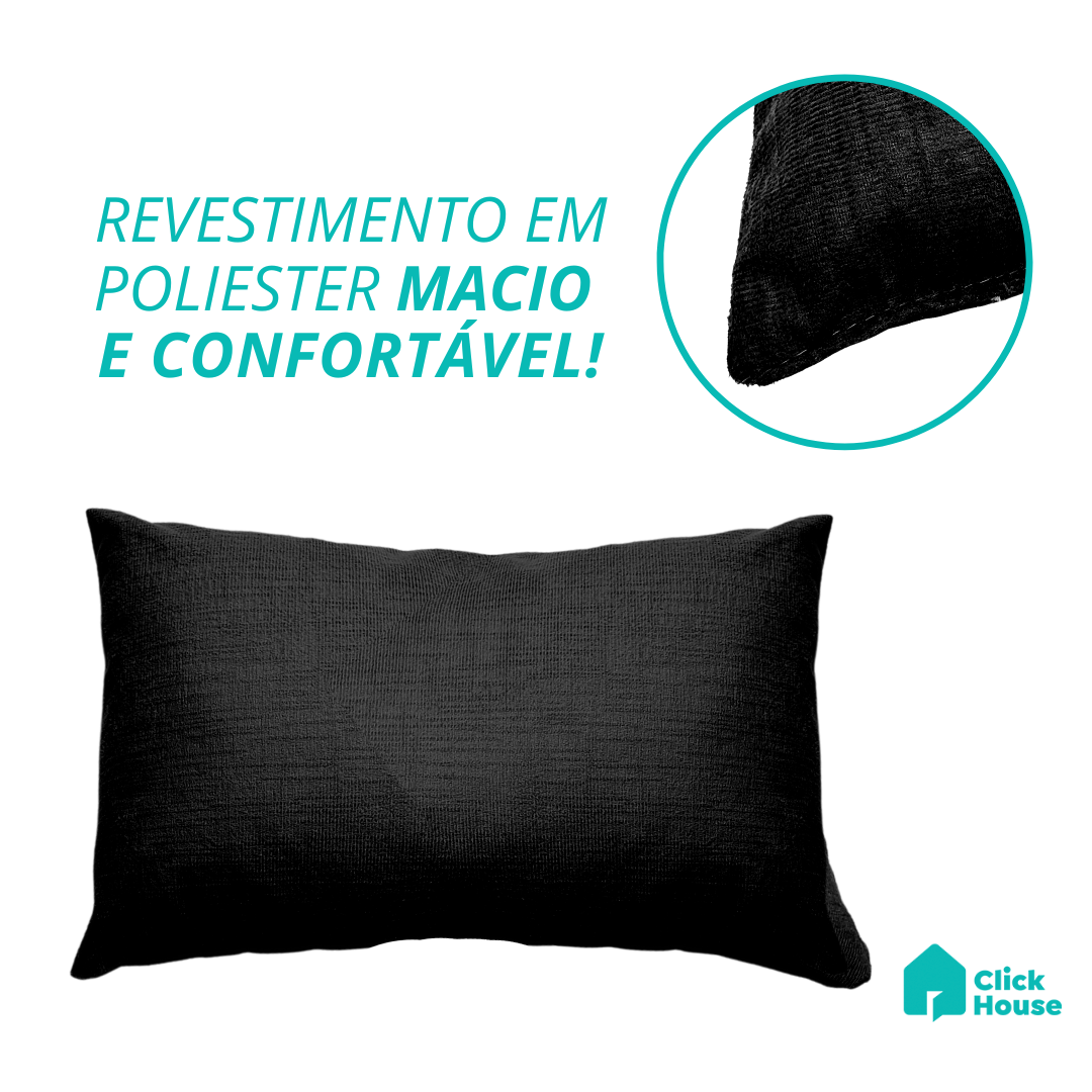 Almofada Baguete Enchimento Fibra Retangular Veludo 30x50cm