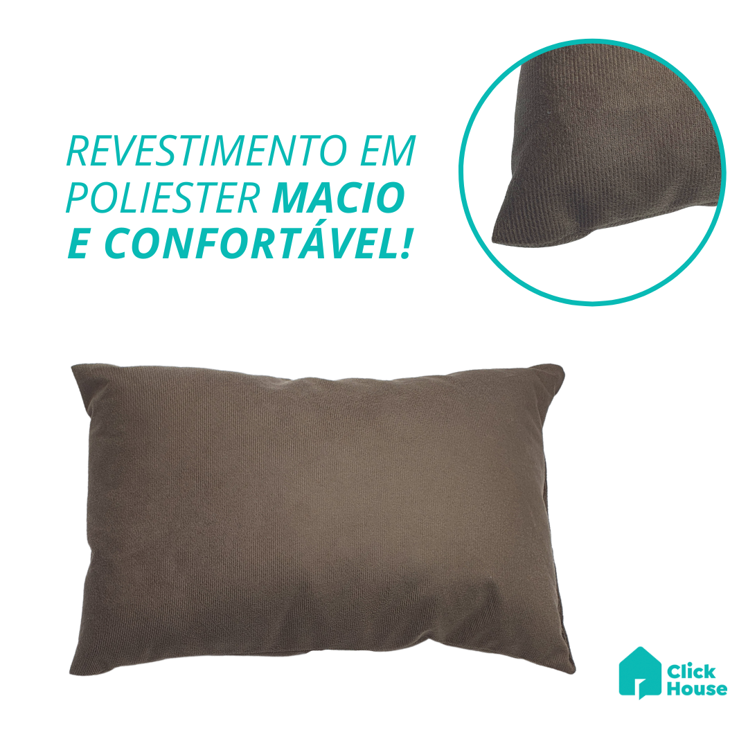 Almofada Baguete Enchimento Fibra Retangular Veludo 30x50cm