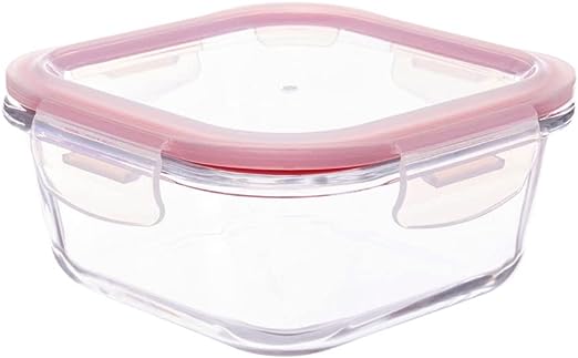 Pote De Vidro Hermético Quadrado Tampa Lock Marmita 800ml