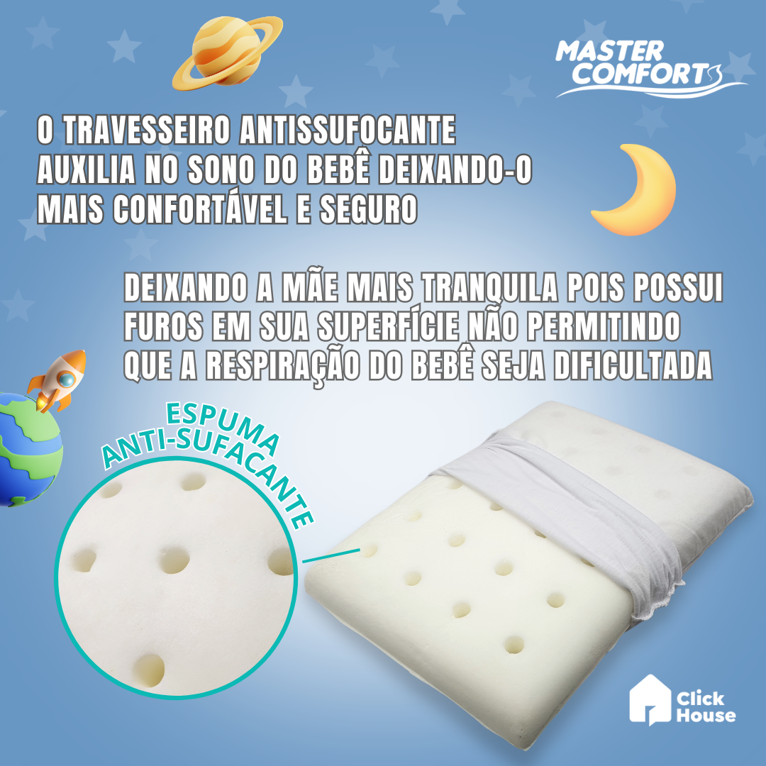 Travesseiro Baby Kids Infantil Antissufocante Antialérgico